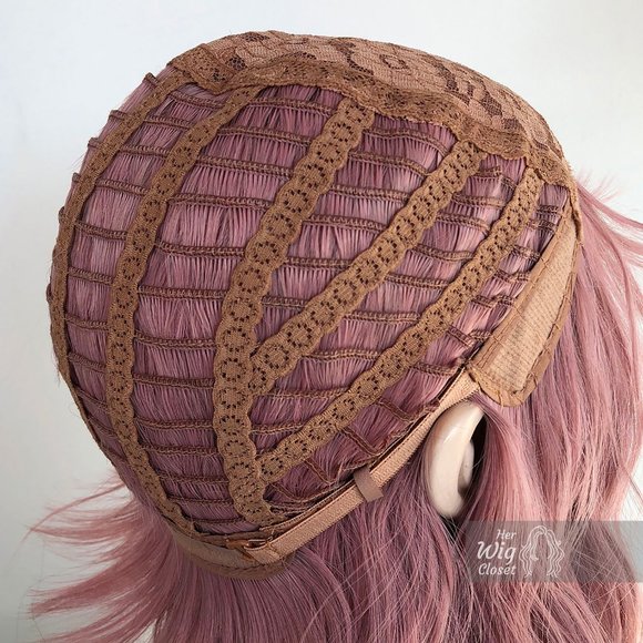 12" Dusty Rose Wavy Bob Wig with Bangs | Katy - Picture 3 of 10